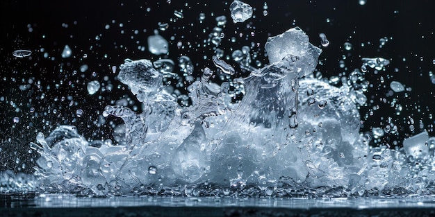 Floating ice cubes in water