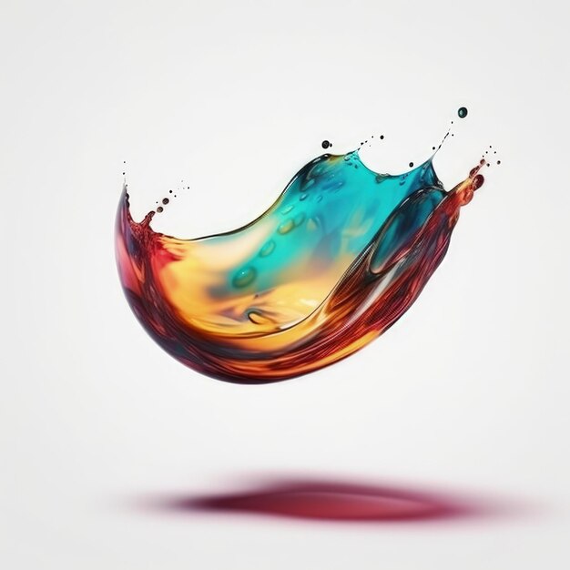 Photo floating iridescent liquid isolated on white ai generated splash