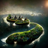 Фото Плавающие острова во вселенных музыкальная группа the beatles