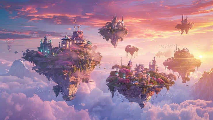 Photo floating kingdoms in the sky