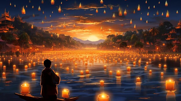 Floating Lantern Festival Loy Krathong Yi Peng