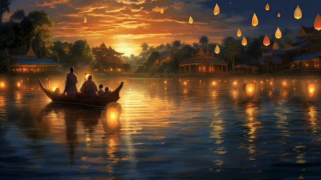 Floating Lantern Festival Loy Krathong Yi Peng