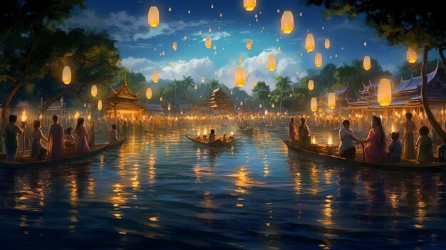 Floating Lantern Festival Loy Krathong Yi Peng