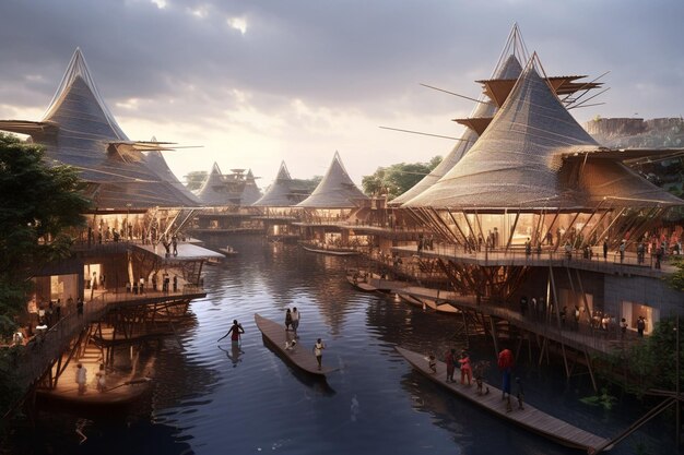 Floating Makoko stilt village in Lagos Nigeria Generative ai