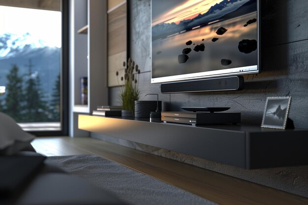 Floating media console for a sleek entertainment s