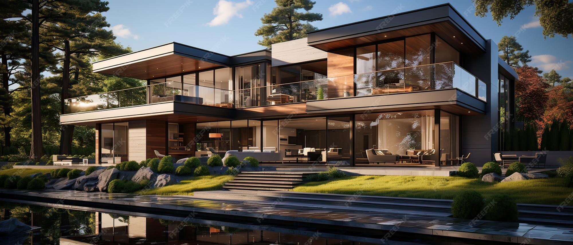 Premium AI Image | Floating in a neon cityscape the scifi house boasts ...