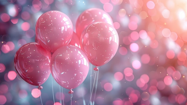 Плавающие розовые воздушные шары