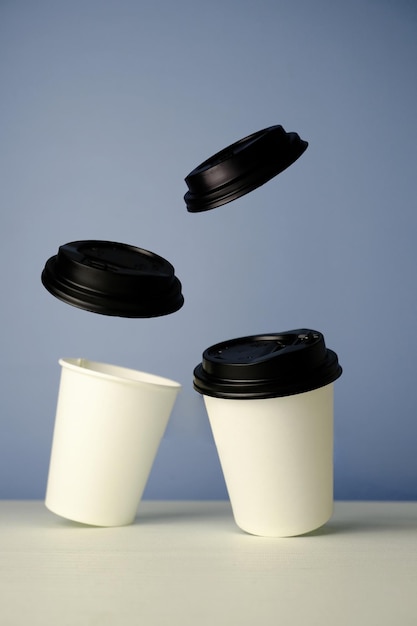 floating realistic cup of coffee concept