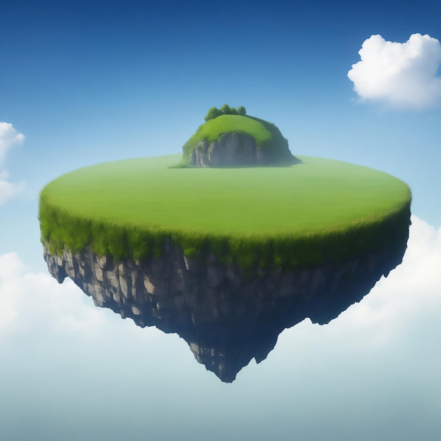 Photo a floating round ground with grass