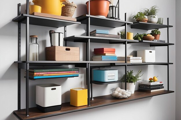 Photo floating shelves organization