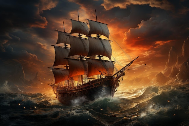 Плавучий корабль, который плывет высоко над землей, питается от захваченной молнии.