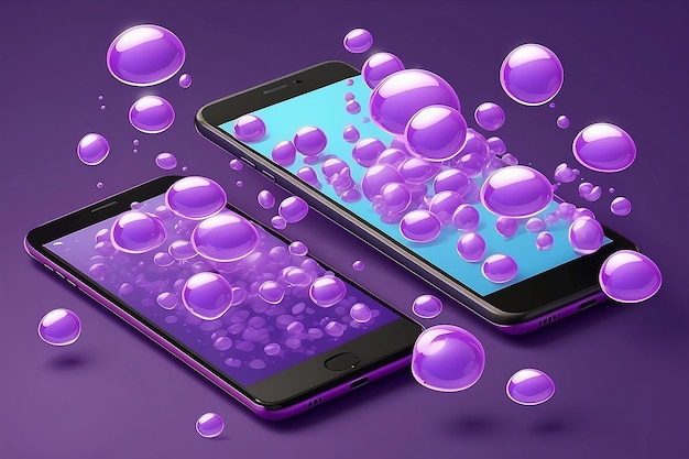 Плавучие экраны смартфонов с пузырьками