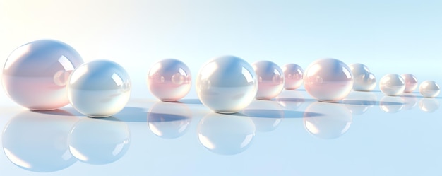 Floating spheres 3d rendering empty space for product show on pastel background