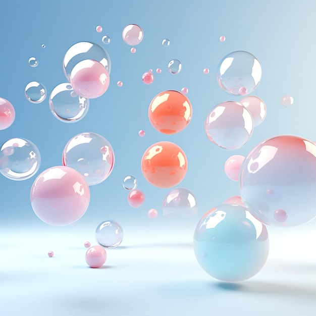 Floating spheres 3d rendering empty space for product show on pastel background