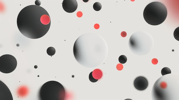 Photo floating spheres in black white and red on a neutral background abstract geometric design