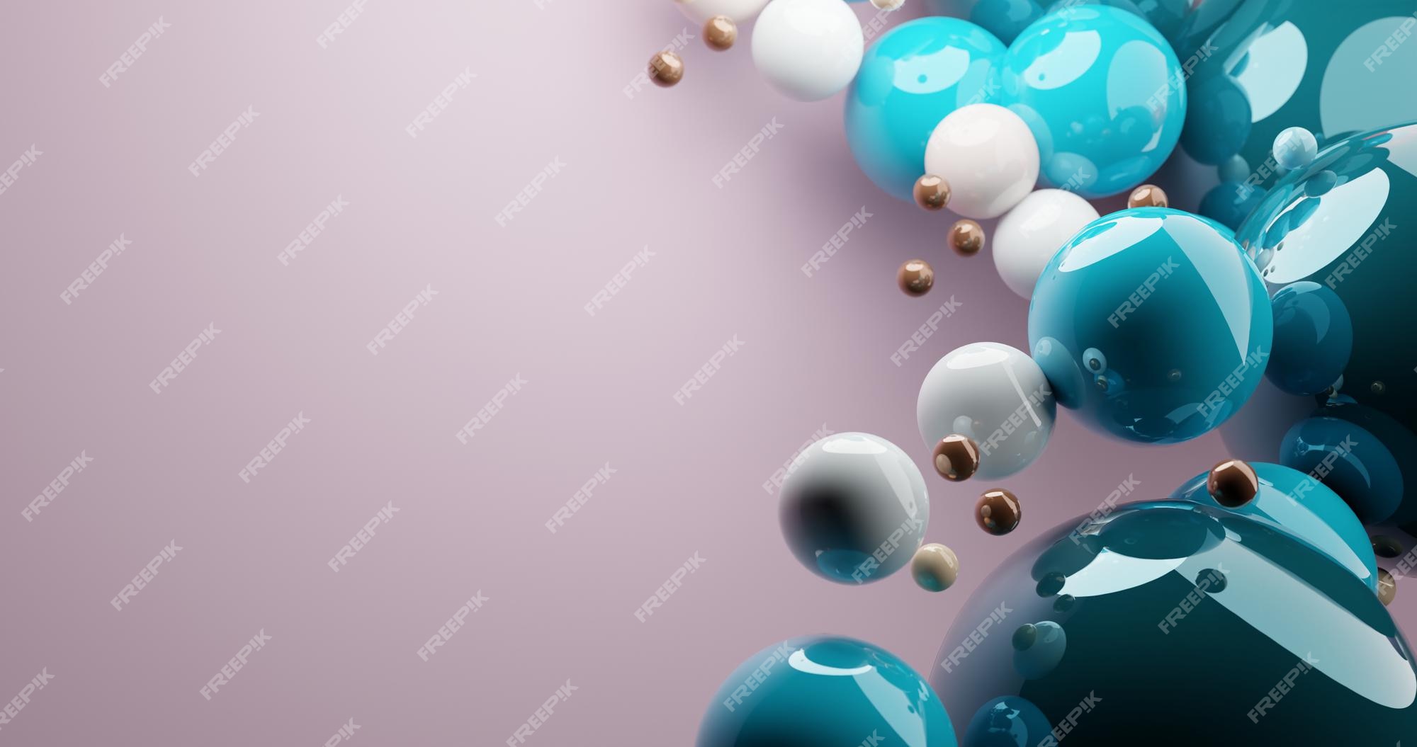 Premium Photo | Floating suspended pastel tone balls in pink   render glossy  colours pantone. abstract background. science  physics nano rendering balls modern art  space space