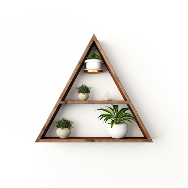 Floating triangle shelves isolated on white background