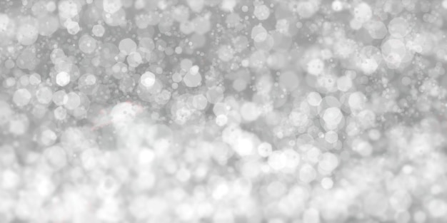 Photo floating white bokeh black background white stardust 3d illustration