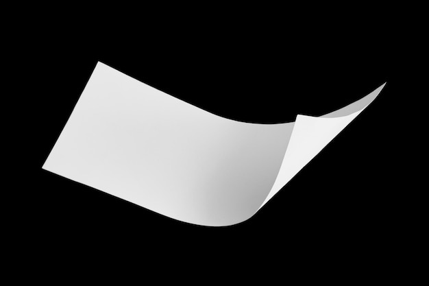 floating white paper on black background