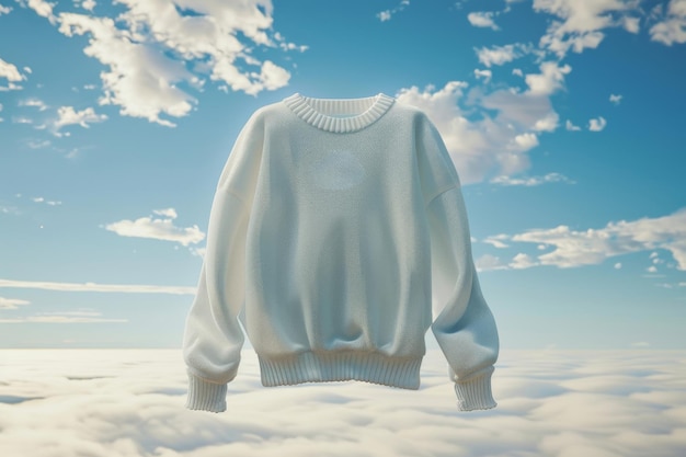 Photo floating white sweatshirt against cloudy sky background generative ai