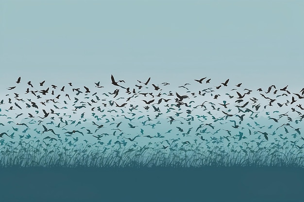 Photo flock of birds background with copy space