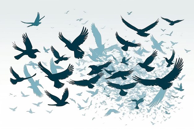 Photo a flock of flying birds vector illustration