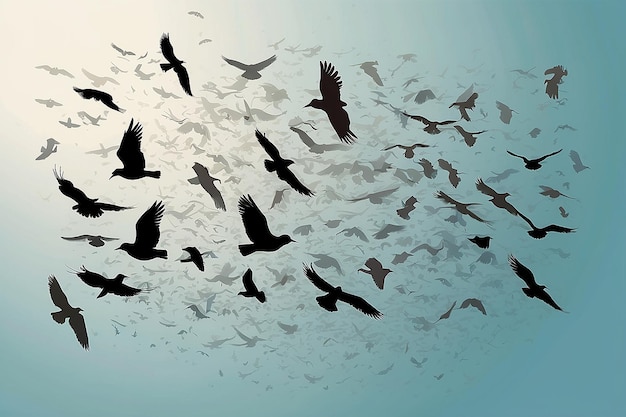 Photo a flock of flying birds vector illustration