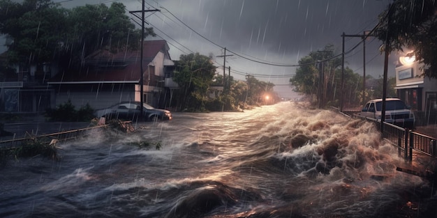 Flood natural disasters affect the environment AI Generated