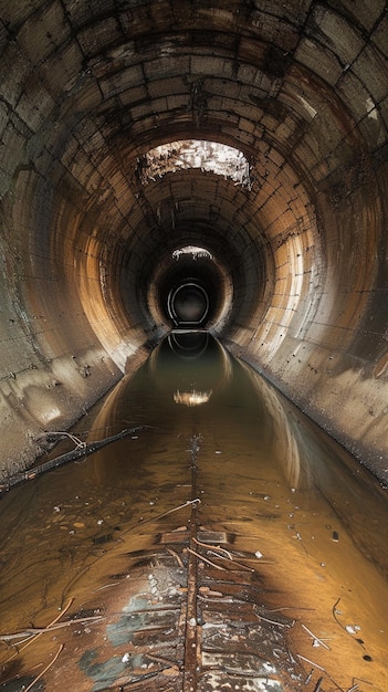 Photo a flooded and abandoned tunnel