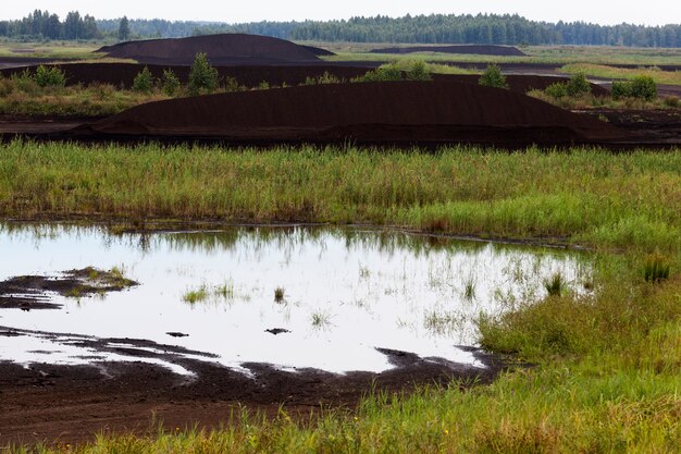 The flooded area where peat is extracted