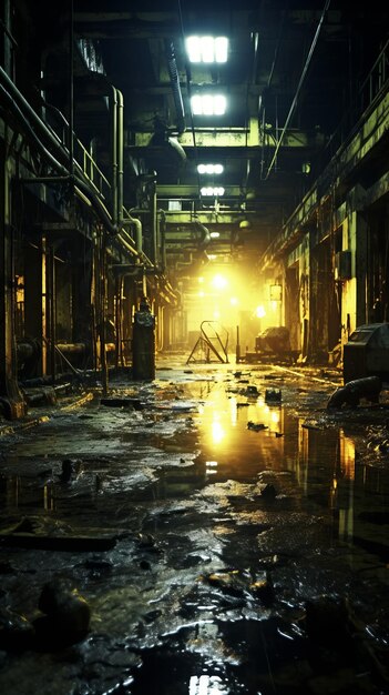 Flooded factory floor