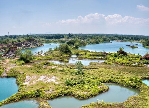 flooded rainwater at the quarry area