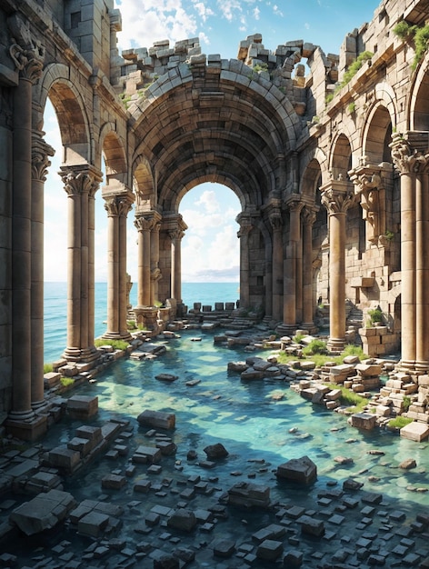 Flooded ruins of an ancient city