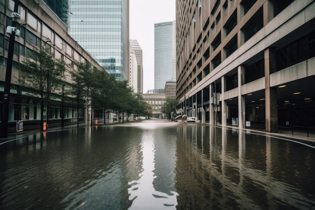 Foto inondate le strade della città la strada dopo una forte pioggia