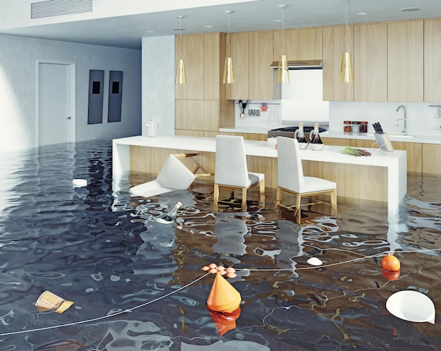 flooding kitchen interior