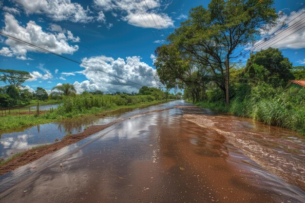 Photo flooding near ponta grossa brazil on coffee highway