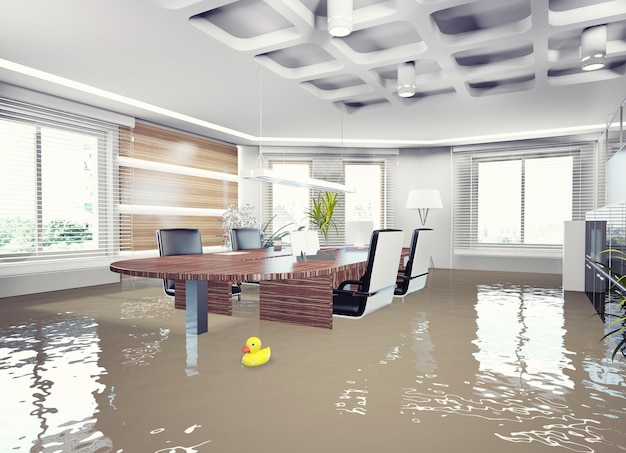 Flooding office interior