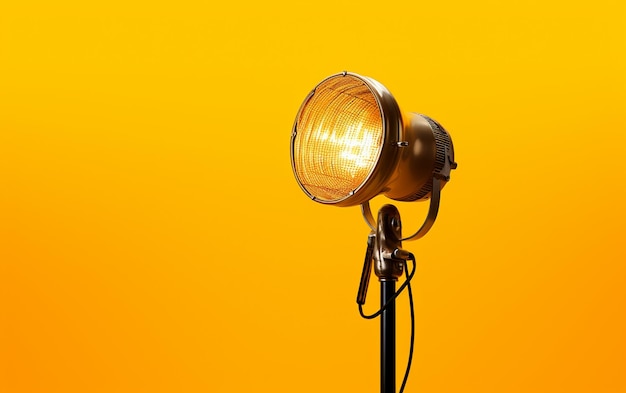 Floodlight set against a yellow background