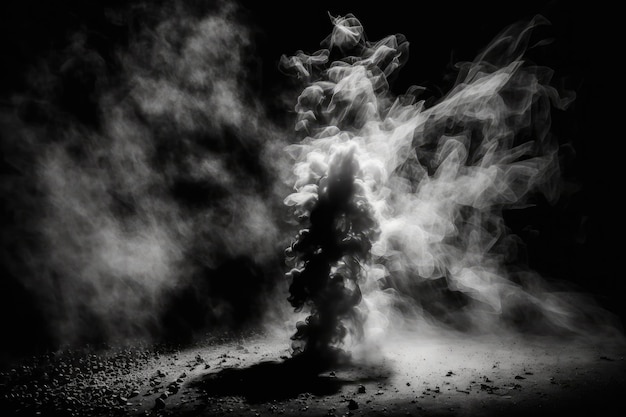 Фото Пол покрыт дымом черный фон в изоляции