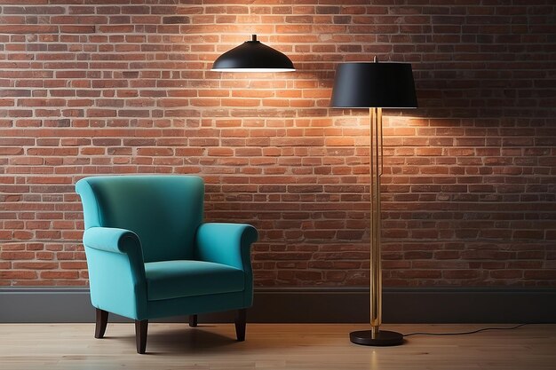 Photo floor lamp in brick room