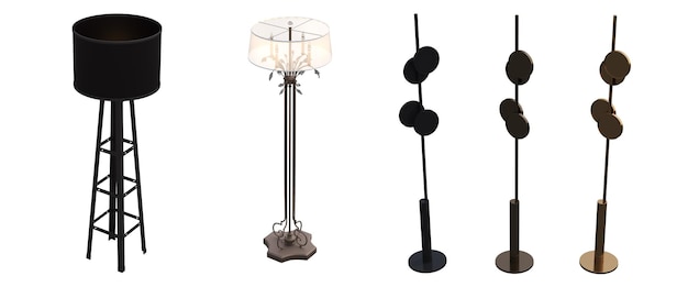 Photo floor lamp isolated on white background interior lighting 3d illustration cg render