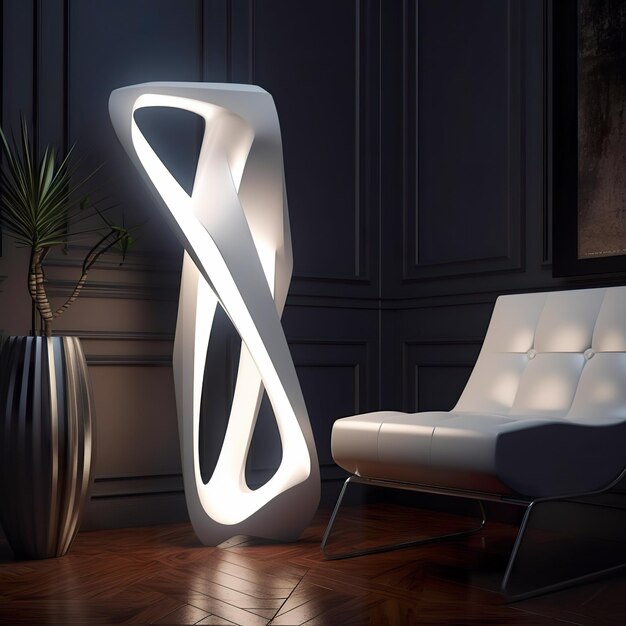 A floor modern LED lamp with a minimalistic design