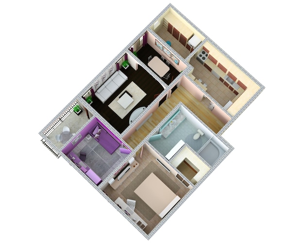 Floor plan of the apartment or house 3d renderig