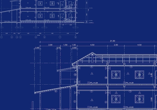 平面図は、図面上に建物を設計しました