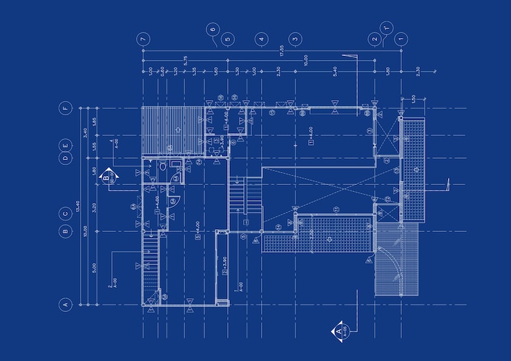 Photo floor plan designed building on the drawing