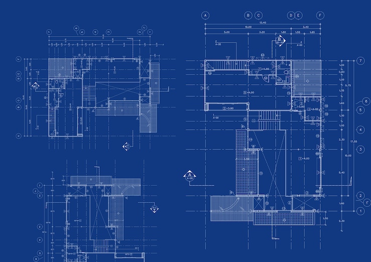 Photo floor plan designed building on the drawing