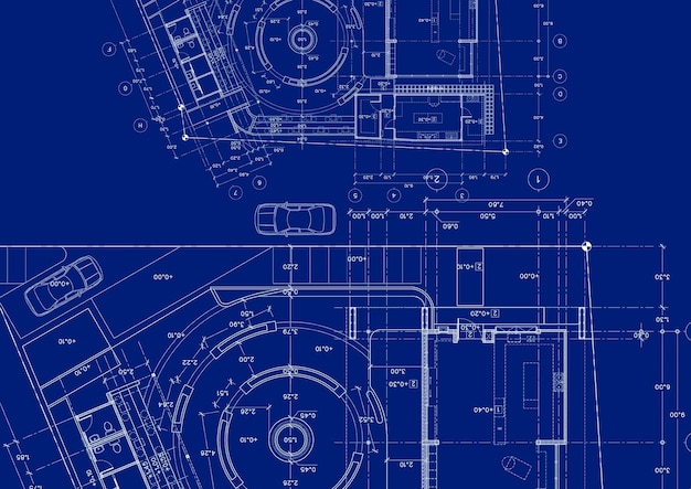 図面で設計された建物のフロアプラン