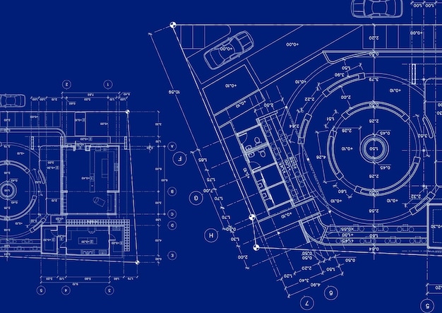 図面で設計された建物のフロアプラン