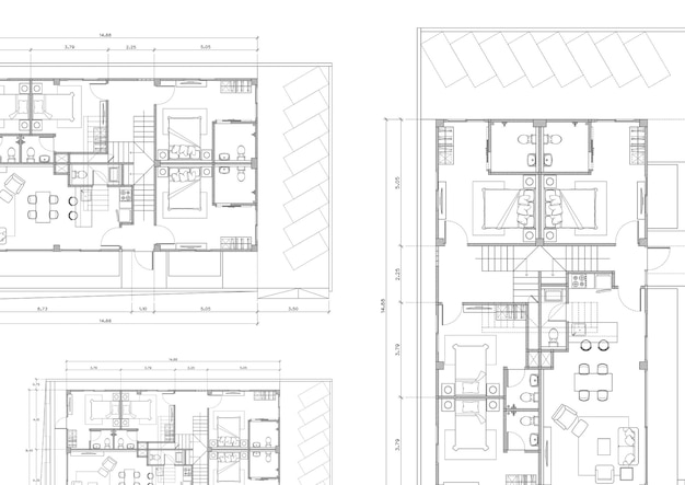 図面で設計された建物のフロアプラン