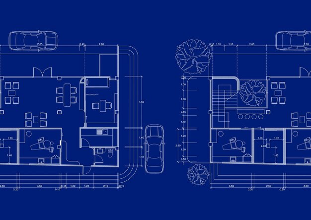 Photo floor plan designed building on the drawing